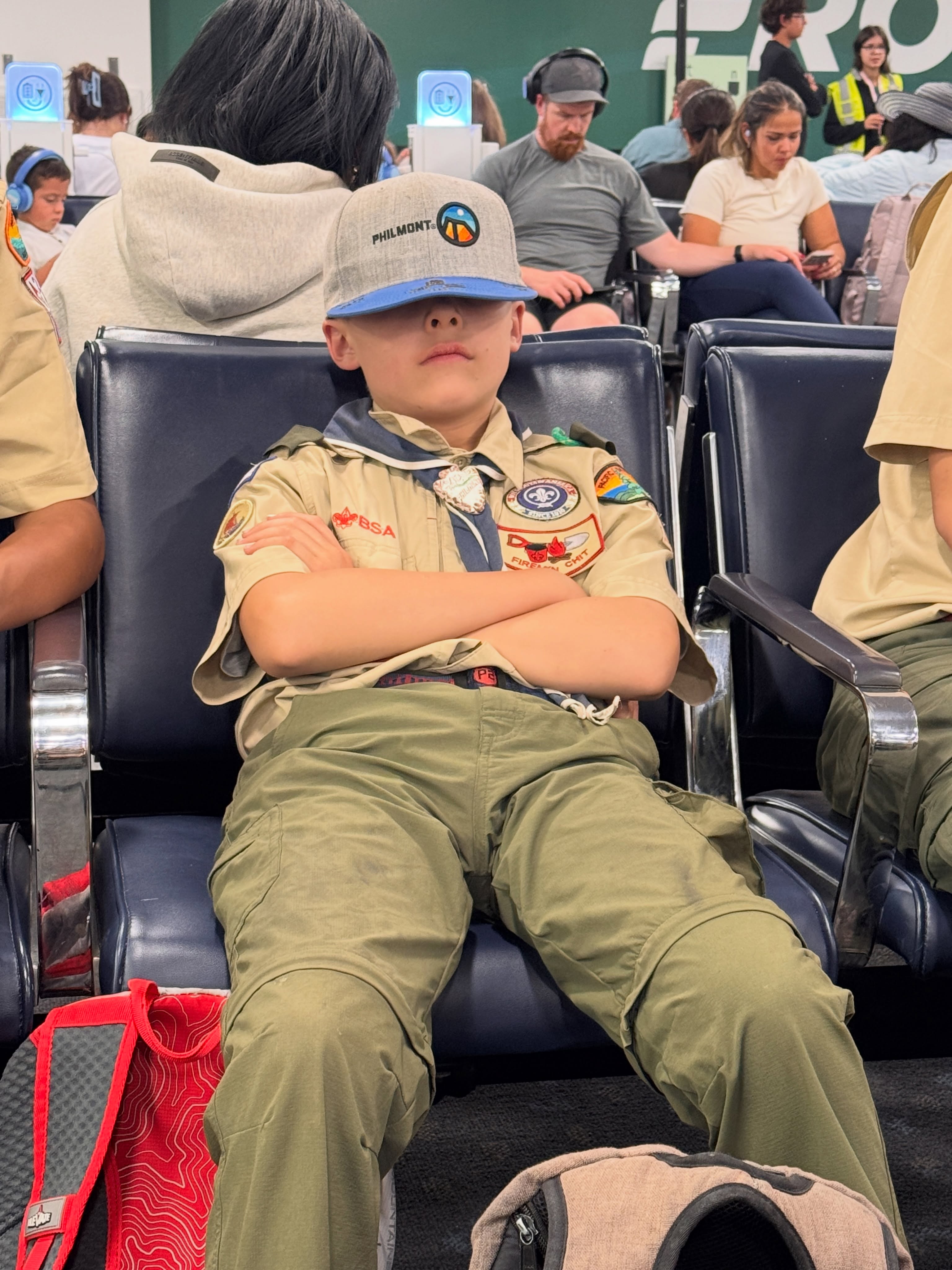 Delayed in Denver. ✈️ This face says it all.